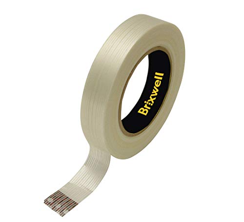 Brixwell 12 Rolls - Clear Filament Strapping Tape 3/4 Inch x 60 Yard Made in the USA