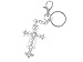 Alilang Crystal Rhinestone God Blessed Flower Floral Holy Cross Hook Key Chain, Aurora Borealis