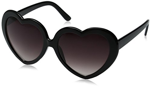 Large Oversized Womens Heart Shaped Sunglasses Cute Love Fashion Eyewear (Black)