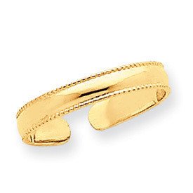 14k Gold - Mill Grain Adjustable Toe Ring