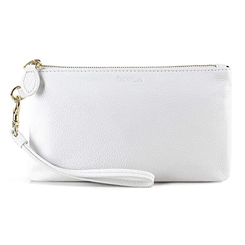 White【100% Genuine Leather Wristlet】