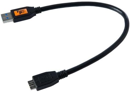 TetherPro USB 3.0 SuperSpeed Micro-B Cable, 1 Foot, Black