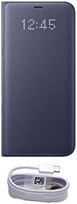 Galaxy S8+ LED Wallet Cover (Orchid Grey) With Type-C Cable, Samsung Official Genuine