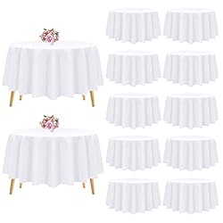 12 Pack White Round Tablecloth-120 Inch White Table