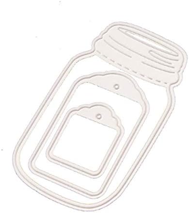 Mvchifay Bottole and Tag Set Cutting Dies for Card Making Metal Die-Cuts Scrapbooking Tool DIY Craft Punch Template Embossing for Paper Album Decor (Set of 3 Pcs Wishing Bottle)