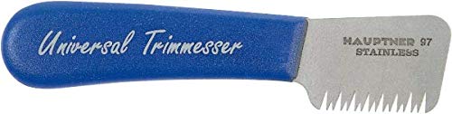 Hauptner 68533000 Trimming Knife Left Universal 13 cm for Top Hair Stainless Steel Blue