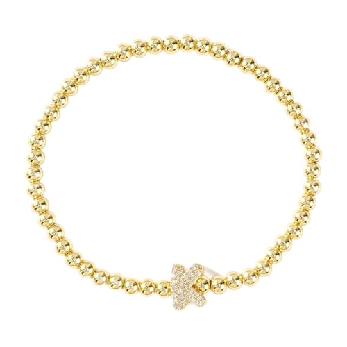 EQUBIO Gold Beaded Initial Bracelet for Women, Letter K, Everyday Jewelry at Amazon