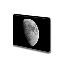 Canvas Prints Wall Art - Rising Moon/Crescent Against Black Universal Space | Modern Wall Decor/Home Art Stretched Gallery Canvas Wrap Giclee Print & Ready to Hang - 12" x 18"