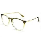 PenSee Womens Fashion Oversized Clear Lens Round Circle Eye Glasses (Gradient Green)