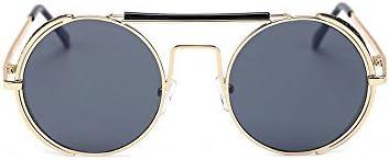 lkuy Steampunk round sunglasses for men and women retro personality double beam sunglasses
