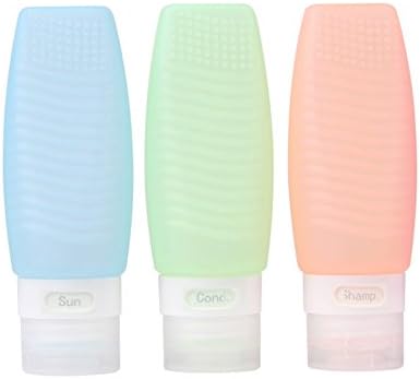 [FDA TSA Certificated] Silicone Travel Bottle Set BPA Free Squeezable Refillable Leak Proof Soft Bottle for Shampoo, Cream, Conditioner and Body Care - Set of 3pcs 78ml/bottle