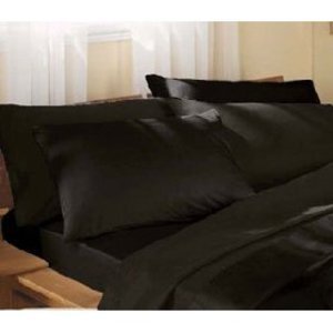 Linens Limited Polycotton Non Iron Percale 180 Thread Count Flat Sheet, Black, Double