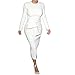 Leezeshaw® Women Casual Stretchy O-Neck Long Sleeve Fold Slim Pencil Dress