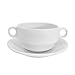 CAC China RCN-49 Clinton Rolled Edge 6-Inch by 4-Inch by 2 3/8-Inch 10-Ounce Super White Porcelain Bouillon with Handles, Box of 24