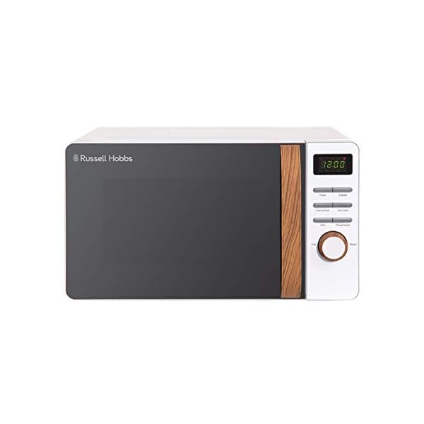 Russell-Hobbs-RHMD714-17-L-700-W-Scandi-White-Digital-Microwave-with-5-Power-Levels-Wood-Effect-Handle-Dials-Clock-Timer-Automatic-Defrost-Easy-Clean-8-Auto-Cook-Menus Russell Hobbs RHMD714 17 L 700 W Scandi White Digital Microwave with 5 Power Levels, Wood Effect Handle & Dials, Clock…
