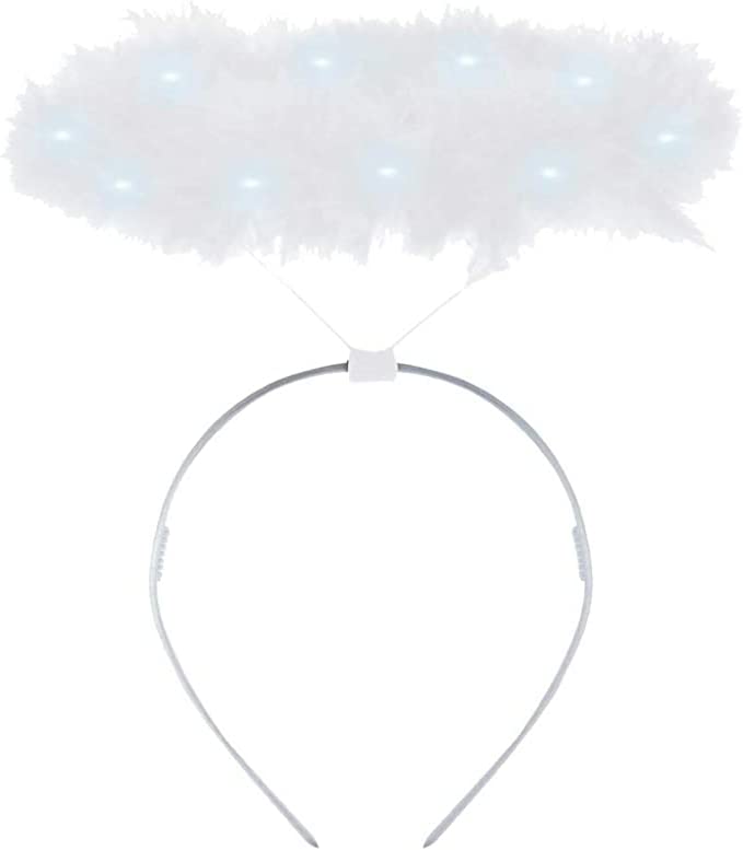 Be-Creative LED Fluffy Halo Angel Head Band Halloween Hen Night Angel Xmas Fancy Dress Party - ( White )