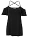 YesFashion Women Solid Flounce Short Sleeve Off-The-Shoulder Tops T-shirt