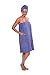TexereSilk Women's Towel Wrap - Rayon Cotton Blend Spa Wrap Set (The Waterfall, Kashmir Blue, Small/Medium)