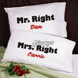 Mr. and Mrs. Right Personalized Pillowcases