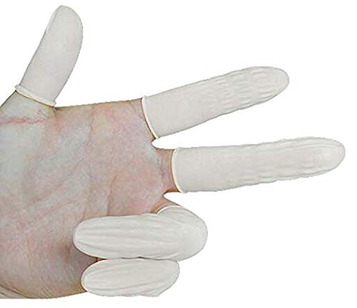 300PCS White Disposable Rubber Finger Cots Multipurpose Skidproof Anti-Static Soft Finger Gloves Dust-free Protector Cover Beauty Tools Accessories for Industry Work Beauty Nail Art Tattoo