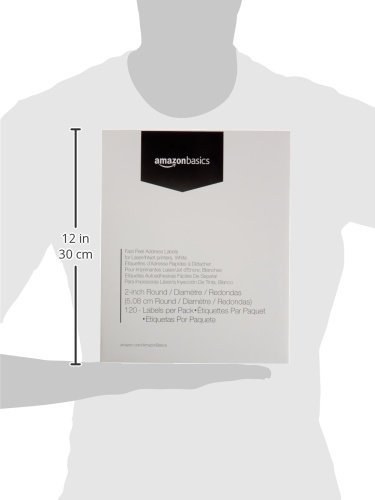 AmazonBasics Fast Peel Address Labels for Laser/Inkjet Printers, White, 2" Round, 120 Labels