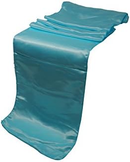 ELINA'S PACK OF 10 Wedding 12 x 108 inch Satin Table Runner Wedding Banquet Decoration (10, TURQUOISE)