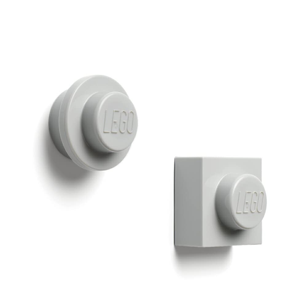 LEGO Magnet Set – Decorative and Colorful Magnets Shaped as Round and Square LEGO Elements – Ideal for Drawings, Postcards, and Notes, Grey