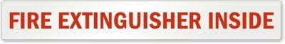 Fire Extinguisher Inside (extended horizontal), Adhesive Signs and Labels, 5 Signs / Pack, 14" x 2"