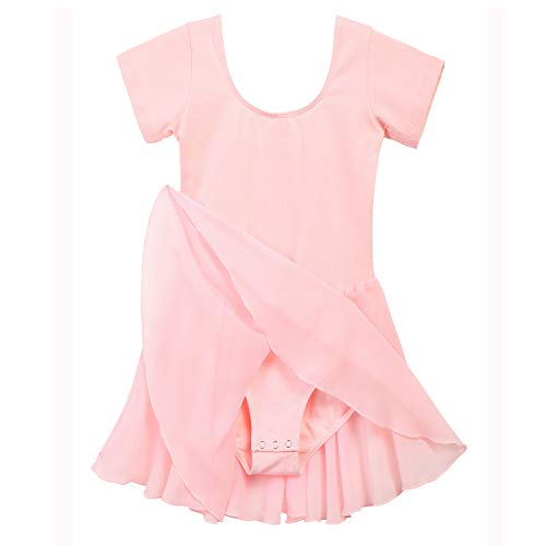 image for Tigerhu Girls' Skirted Short Sleeve Leotard for Ballet Dance Dress wit