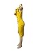 VERTTEE V Neck Ruffle Plain Bodycon Sleeveless Midi Tight Wrap Women's Party Dress Yellow M