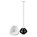 mDesign Plastic Freestanding Hideaway Toilet Bowl Plunger with Holder Set - Plunger for Bathroom Storage and Cleaning Organization - Heavy Duty, Space Saving - Aura Collection - White
