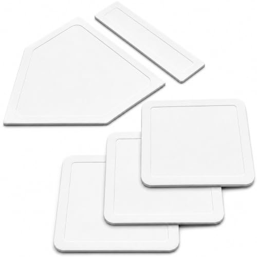 GoSports Conjunto de base de 5 peças de beisebol e softball, base de borracha para crianças e adultos, branco