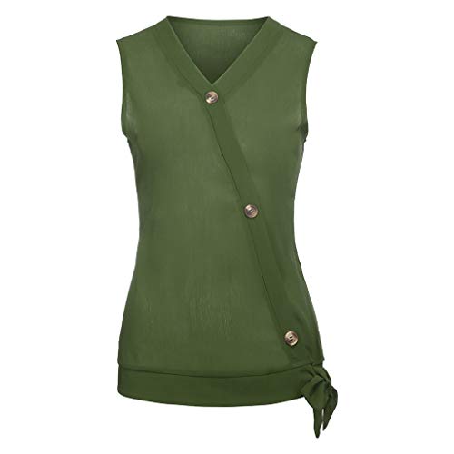 Womens Sexy Tops 2019, YEZIJIN Women's Short Sleeve V Neck Tie Knot Front Button Chiffon Shirt Blouse Tops Army Green