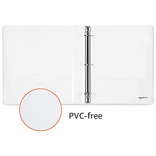 Amazon Basics Economy, Showcase View, 3 Ring Binder with 1 Inch DRing White, Pack of 4 & 3