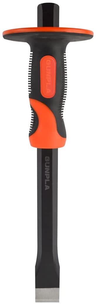 Gunpla 12 Inches Cold Chisel Heat Treated Carbon Steel Heavy Duty Wedge Shaped Tool, Masonry Metal Flat Chisels for Split Cut Separate Hard Material with Hand Guard 300x18mm