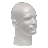 Case Pack of 1 Giell Styrofoam Foam Mannequin Wig Head Display Male White