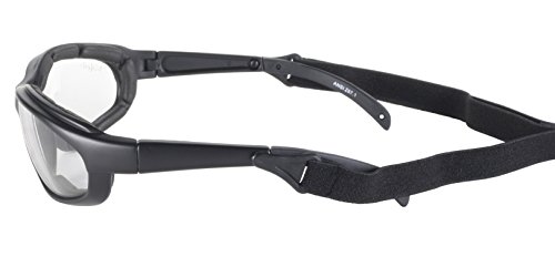 Pacific Coast Freedom Padded Riding Sunglasses with Detachable Strap (Black Frame/Clear Lens)