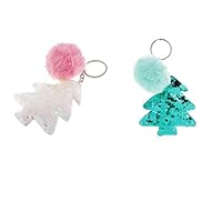 NATFUR 2pcs Keychain Christmas Tree Style Keyring Wallet Purse Sequin Decorations Elegant Key-Chain for Women Cute for Men Holder Beautiful Great