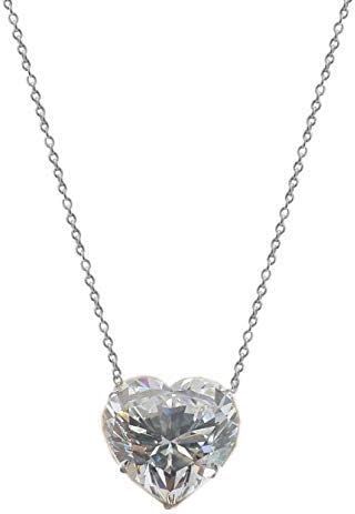 925 Sterling Silver 100 ct White Heart Chain Necklace