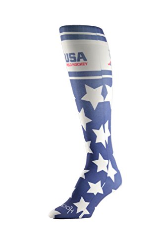 HOCSOCX Womens/Girls Shin Guard Rash UNDER Sport Socks (Medium (Shoe Size 5-11), USA Field Hockey Stars)