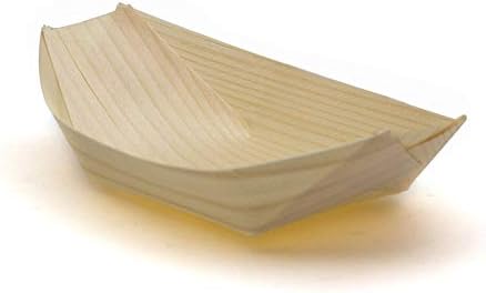 50 x Bamboo Wood Boats for Party Foods, Snacks, Nibbles, canapé 125x80mm