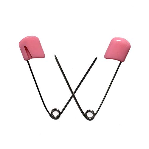 S-Mechanic 130Pcs 2.2\'\' Baby Safety Pins Plastic Head Safety Diaper Pins with Locking Closures Nappy Pins (Pink)