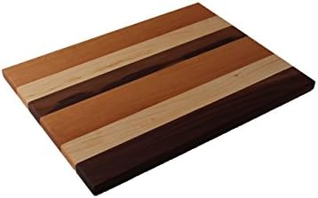 Wood Cutting Board - Large Professional Chopping Surface for Meat and Vegetables - Heavy Duty Hardwood for Carving, Dicing &amp; Prep - Made of Cherry, Maple and Walnut, Naturally Anti-Bacterial. 12"x16"