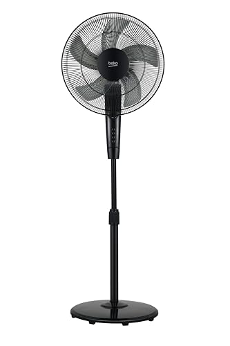 Beko - EFS5100B - Standventilator, 45 W, 3 Geschwindigkeiten, Höhe und Neigung verstellbar - Schwarz, 45,2 x 40 x 135 cm