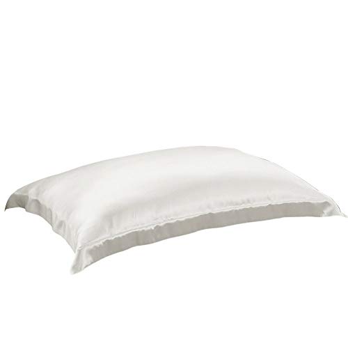 THXSILK 100% 19mm Mulberry Silk Pillowcase Pillow Sham for Hair and Skin (White, Queen)