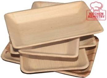 Kitchen Kemistry Premium Organic Palm Leaf Disposable Ecofriendly Party Essential Tray 13"- Pack of 25 Pcs