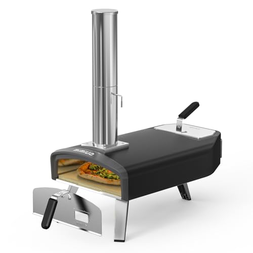 Mimiuo Outdoor Pizza Oven with 33cm Square Pizza Stone Portable Pizza Oven for Charcoal and Firewood