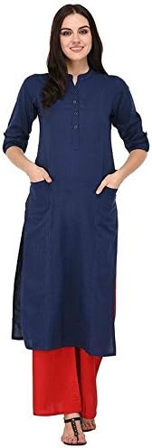 VAN SCOTT women's Solid Kurta with two patch pockets & Plus