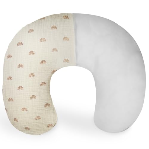 Dormlony Nursing Pillow with Removable Muslin Cover,Nursing Pillows for Breastfeeding,Tummy time and Baby Sitting Support,Rainbow