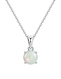 Opal Pendant Necklace Sterling Silver 4 Prongs Setting Solitaire Fine Jewelry for Women